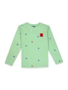 Gini and Jony Boys Green Printed T-shirt