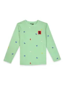 Gini and Jony Boys Green Printed T-shirt