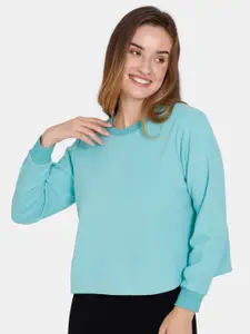 Zivame Women Sea Green Solid Polyester T-shirt