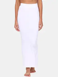 Zivame Women White Solid Saree Shapewear With Side Slit