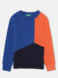 United Colors of Benetton Boys Blue Colourblocked Sweatshirt