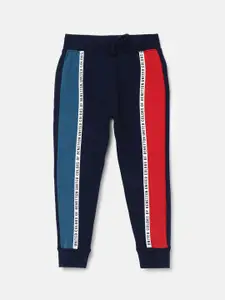 United Colors of Benetton Boys Black Colorblock Printed Pure Cotton Track Pants