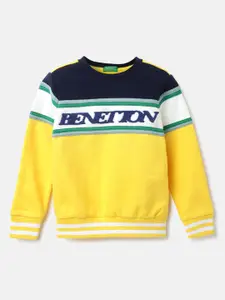 United Colors of Benetton Boys Yellow Typography Printed Sweatshirt