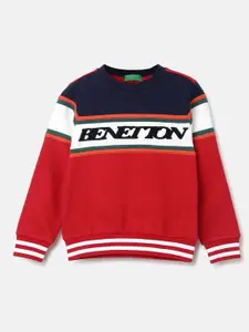United Colors of Benetton Boys Red Colourblocked Sweatshirt