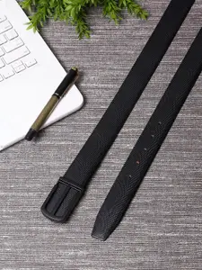 LOUIS STITCH Men Black Textured Leather Formal Belt