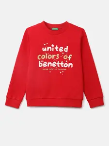 United Colors of Benetton Girls Red Printed Sweatshirt