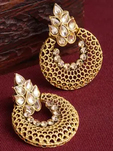 PANASH Gold-Toned Crescent Shaped Chandbalis Earrings