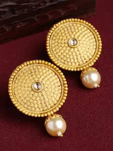 PANASH Gold-Toned Circular Studs Earrings