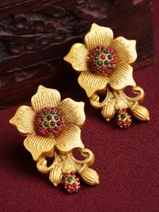 PANASH Gold-Toned Floral Studs Earrings