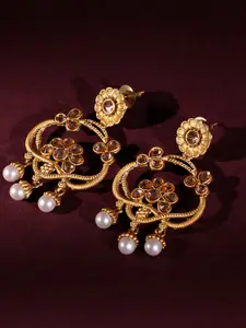 PANASH Gold-Toned Contemporary Drop Earrings
