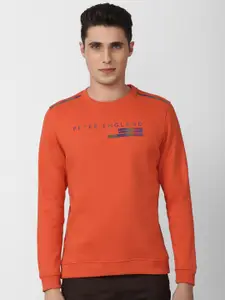 Peter England Casuals Men Orange Printed Sweatshirt