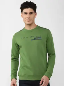 Peter England Casuals Men Green Cotton Sweatshirt