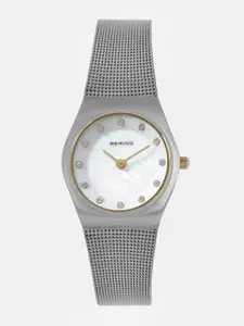 BERING Women Pearly White Classic Sapphire Crystal Analogue Watch 11923-004