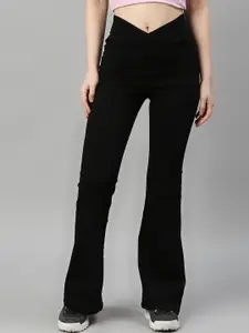 TARAMA Women Black Flared Stretchable Jeans