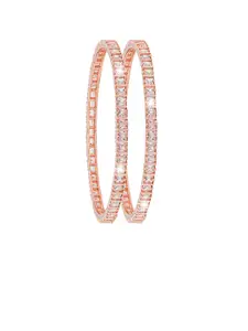 Shining Jewel - By Shivansh Set Of 2 Rose Gold-Plated & White AD Studded  Bangles