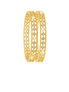 Shining Jewel - By Shivansh Set Of 2 Gold-Plated American Diamond & Cubic Zirconia Bangles