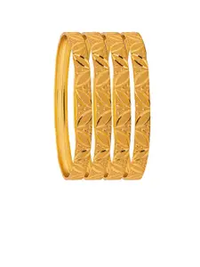 Shining Jewel - By Shivansh Set of 4 Gold-Plated Textured Bangles