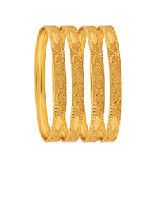 Shining Jewel - By Shivansh Set Of 4 Gold-Plated Bangle