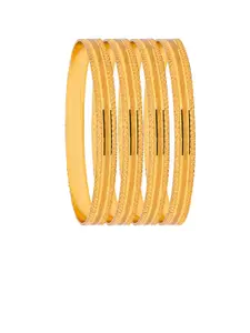 Shining Jewel - By Shivansh Women Set of 4 Gold-Plated Textured Handcrafted Bridal Bangles