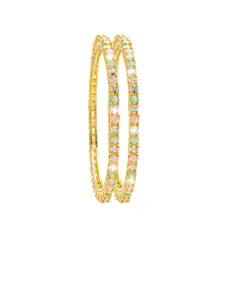 Shining Jewel - By Shivansh Set Of 2 Gold-Plated American Diamond-Studded Bangles