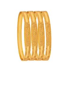 Shining Jewel - By Shivansh Set of 4 Gold-Plated & Toned Textured Bangles