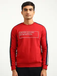 United Colors of Benetton Men Red Printed Sweatshirt