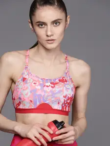 ADIDAS AEROREACT Light-Support Abstract Printed Removable Pads Workout Bra