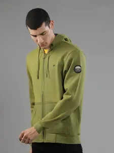 t-base Men Green Hooded Sweatshirt