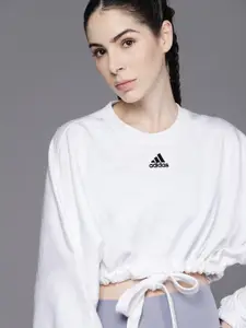 ADIDAS Dance Versatile Sustainable Brand Logo Printed Crop Sweatshirt