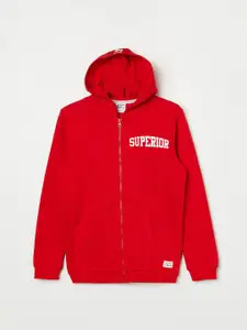 Fame Forever by Lifestyle Boys Red Cotton Printed Hooded Sweatshirt