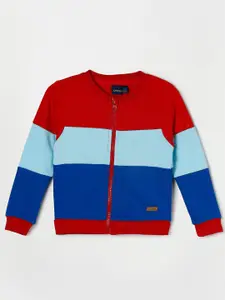 Juniors by Lifestyle Boys Red Colourblocked Cotton Sweatshirt