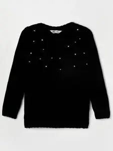 Fame Forever by Lifestyle Girls Black & Silver-Toned Embroidered Pullover
