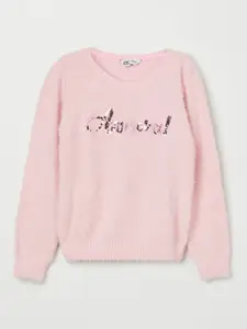 Fame Forever by Lifestyle Girls Pink Typography Pullover with Embellished Detail