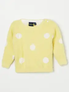 Juniors by Lifestyle Girls Yellow & White Printed Pullover with Fuzzy Detail