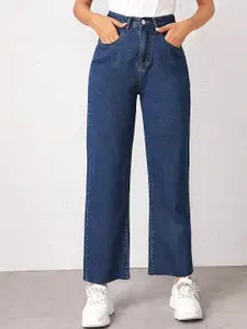 Kotty Women Navy Blue Jean Straight Fit High-Rise Stretchable Jeans