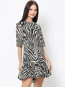 DRIRO Women Zebra Print Mini Dress