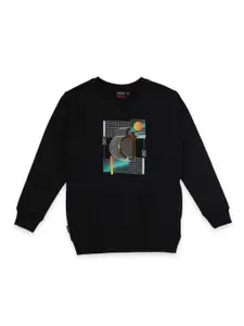 Gini and Jony Boys Black Printed Sweatshirt