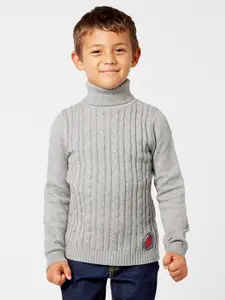 One Friday Boys Grey Cable Knit Pullover
