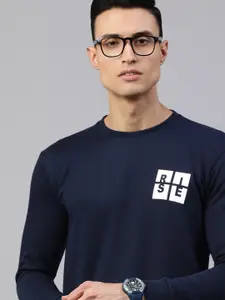 ADBUCKS Men Navy Blue Printed Sweatshirt