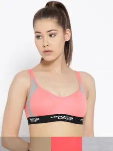 Leading Lady Coral & Pink Colourblocked Bra