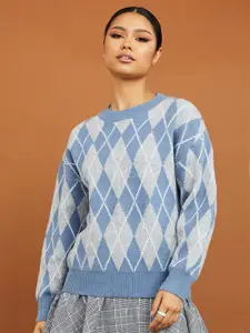 Styli Argyle Pattern Regular Fit Regular Length Sweater