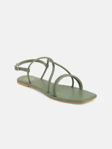 20Dresses Women Green Square Toe Flats