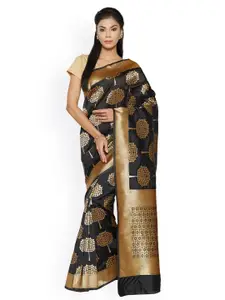 Saree mall Black Woven Design Kanjeevaram Saree