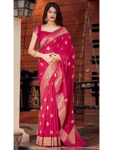 MONJOLIKA FASHION Magenta Woven Design Zari Silk Blend Banarasi Saree