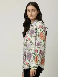 Marks & Spencer Women Cream-Coloured Floral Printed Casual Shirt