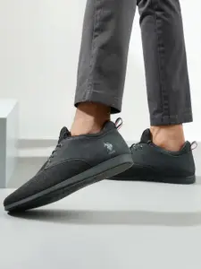 U.S. Polo Assn. Men Black WARREN 2.0 Knitted Smart Casual Derbys