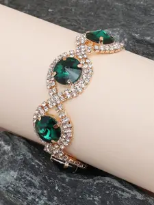 SOHI Women Gold-Toned & Green Gold-Plated Wraparound Bracelet