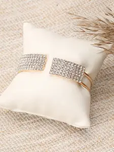 SOHI Women Gold-Plated & White Rhinestones Wraparound Bracelet