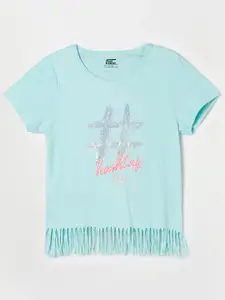 Fame Forever by Lifestyle Girls Blue Typography Printed Pure Cotton T-shirt