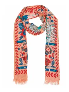 Chumbak Women Peach-Coloured & Blue Printed Scarf